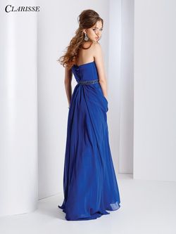 Style 3428 Clarisse Royal Blue Size 4 Sorority Formal Strapless Black Tie Straight Dress on Queenly