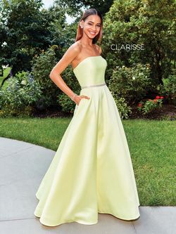 Style 3739 Clarisse Pale Blue Size 0 Strapless Prom Tall Height Ball gown on Queenly