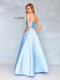 Style 3739 Clarisse Pale Blue Size 0 Floor Length Prom Ball gown on Queenly