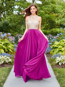 Style 3087 Clarisse Purple Size 6 Floor Length Tall Height Halter 3087 A-line Dress on Queenly
