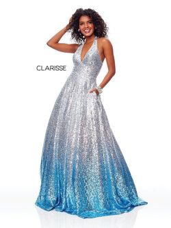 Style 3820 Clarisse Silver Size 0 Floor Length Ombre Prom Ball gown on Queenly