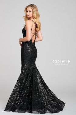 Style CL12121 Mon Cheri Black Size 2 Floor Length Prom Sequined Train Mermaid Dress on Queenly