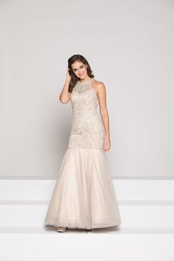 Style 1877 Colors Nude Size 12 Grey Prom Mermaid Dress on Queenly