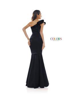 Style 2341 Colors Black Size 10 Prom $300 Ruffles Sorority Formal Side slit Dress on Queenly