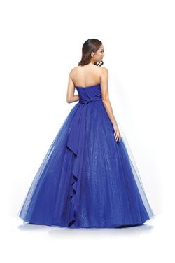 Style 2166 Colors Royal Blue Size 2 Sheer Strapless Prom Ball gown on Queenly