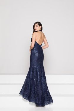 Style 1848 Colors Blue Size 10 Halter Black Tie Military Mermaid Dress on Queenly