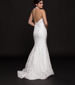 Style 1848 Colors White Size 8 Floor Length Tall Height Halter Mermaid Dress on Queenly