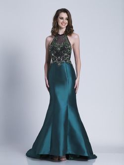 Style 3454 Dave and Johnny Green Size 14 3454 Floor Length Prom Emerald Mermaid Dress on Queenly