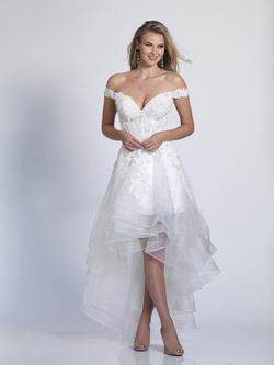 Style A5997 Dave and Johnny White Size 10 High Low Floor Length Tall Height A-line Dress on Queenly