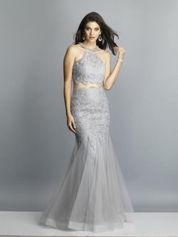 Style A7642 Dave and Johnny Silver Size 6 Tall Height Prom Floor Length Mermaid Dress on Queenly