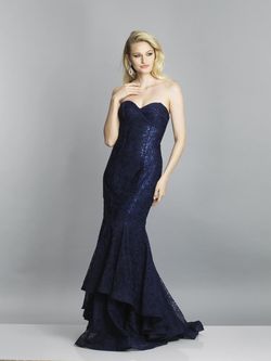 Style A7594 Dave and Johnny Blue Size 2 Tall Height Floor Length Mermaid Dress on Queenly