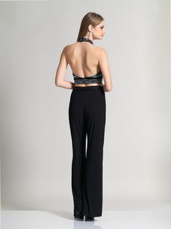 Style 2612 Dave and Johnny Black Size 8 Fun Fashion Halter Prom Jumpsuit Dress on Queenly