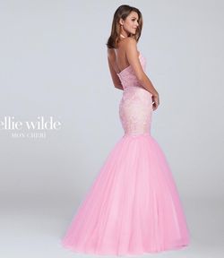 Style EW117120 Ellie Wilde Pink Size 0 Tall Height Lace Floor Length Mermaid Dress on Queenly
