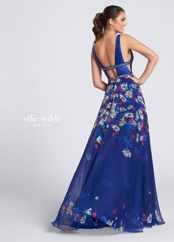 Style EW21705 Ellie Wilde Royal Blue Size 10 Tall Height Floor Length Wedding Guest A-line Dress on Queenly