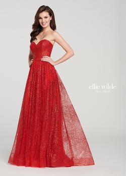 Style EW119002 Ellie Wilde Red Size 12 Pageant Tall Height Prom A-line Dress on Queenly