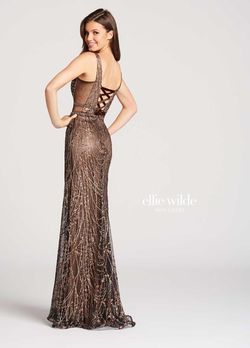 Style EW118069 Ellie Wilde Gold Size 10 Pageant Tall Height Prom Mermaid Dress on Queenly