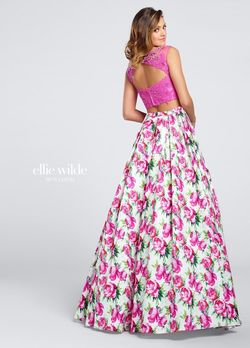 Style EW117035 Ellie Wilde Pink Size 10 Tall Height Appearance Print Ew117035 Keyhole A-line Dress on Queenly
