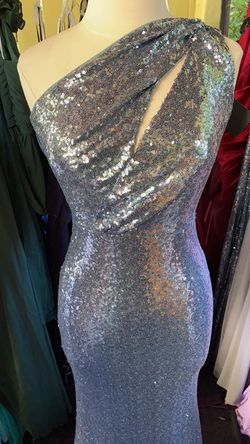 WOW COUTURE Blue Size 6 One Shoulder Sequined Mermaid Dress on Queenly