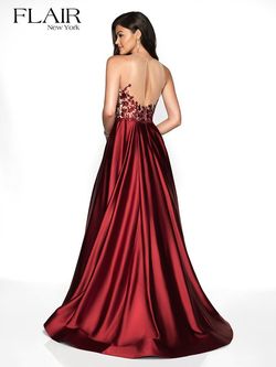 Style 19137 Flair Red Size 12 Pockets Burgundy Prom A-line Dress on Queenly