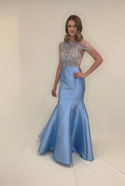Larissa Couture LV Blue Size 6 Tall Height Floor Length Mermaid Dress on Queenly