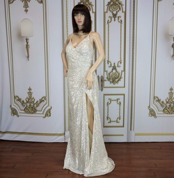 Cinderella Divine Gold Size 12 Holiday Side slit Dress on Queenly