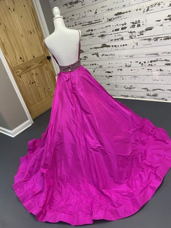 Sherri Hill Hot Pink Size 6 Plunge Floor Length Barbiecore Ball gown on Queenly