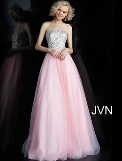 Style JVN52131 Jovani Pink Size 4 Tall Height Strapless Prom Ball gown on Queenly