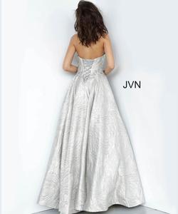 Style JVN02323 Jovani Silver Size 14 Tall Height Strapless Prom Ball gown on Queenly