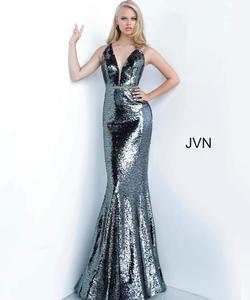 Style JVN02721 Jovani Silver Size 6 Fitted Prom Mermaid Dress on Queenly