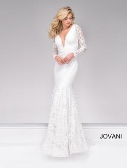 Style 50026 Jovani White Size 8 Tall Height Prom Mermaid Dress on Queenly