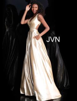 Style JVN66900 Jovani Gold Size 2 Tall Height Cut Out Prom A-line Dress on Queenly