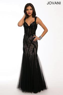 Style 21381 Jovani Black Size 10 Tall Height Nude Prom Mermaid Dress on Queenly