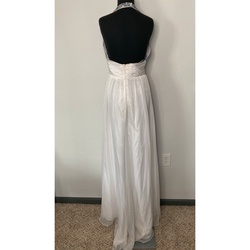 Alyce Paris White Size 6 Backless $300 Summer Halter Side slit Dress on Queenly