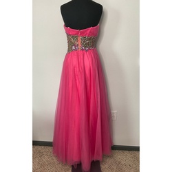 Jovani Pink Size 8 Tulle Strapless A-line Dress on Queenly