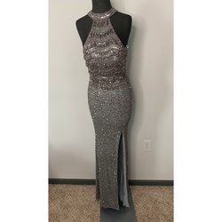 Primavera Silver Size 00 Holiday Prom Side slit Dress on Queenly