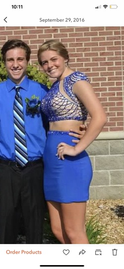 Rachel Allan Blue Size 2 Homecoming Two Piece $300 Sheer Cocktail Dress on Queenly