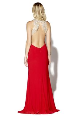 Style 16105 Jolene Red Size 2 Military Floor Length Prom Mermaid Dress on Queenly