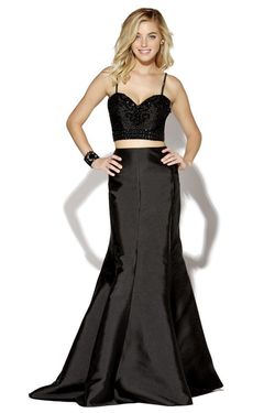 Style 16170 Jolene Black Size 8 Sorority Formal Tall Height Two Piece Mermaid Dress on Queenly
