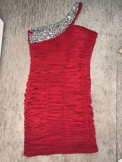 Scala Red Size 2 Euphoria Sequined One Shoulder Cocktail Dress on Queenly