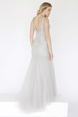 Style 18065 Jolene Silver Size 10 Floor Length Grey Mermaid Dress on Queenly