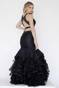 Style 18053 Jolene Black Size 10 Floor Length Ruffles Mermaid Dress on Queenly