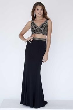 Style 18040 Jolene Black Size 14 Sorority Formal Two Piece Tall Height Straight Dress on Queenly