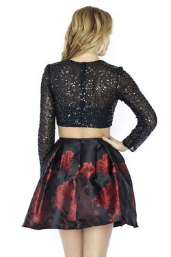 Style 17516 Jolene Black Size 12 Two Piece Cocktail Dress on Queenly