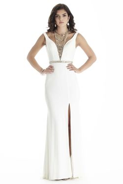 Style 17019 Jolene White Size 8 Military Floor Length Straight Dress on Queenly