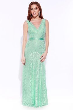 Style I1689185 Jolene Green Size 8 Black Tie $300 Tall Height Straight Dress on Queenly