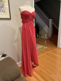 La Femme Red Size 6 Tulle Side Slit Floor Length Straight Dress on Queenly