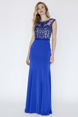 Style 18096 Jolene Royal Blue Size 22 Tall Height Nude Prom Mermaid Dress on Queenly