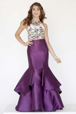 Style 18079 Jolene Purple Size 14 Floral Military Floor Length Mermaid Dress on Queenly