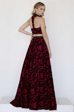 Style 18072 Jolene Red Size 8 Halter Two Piece Jersey Tall Height Ball gown on Queenly