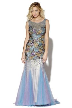 Style 16033 Jolene Multicolor Size 6 Pageant Tulle Floor Length Mermaid Dress on Queenly